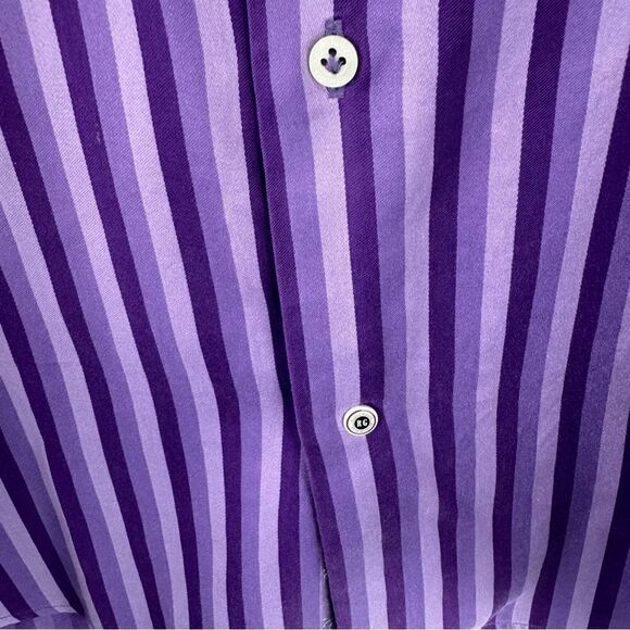 Robert Graham Contrasting Collar & Cuffs Striped Cotton Button Down Shirt - Picture 4 of 8
